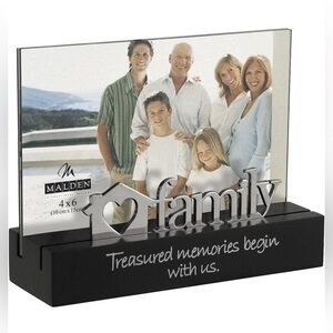 2 Family & Friends Expressions Picture Frames w/ Silver Word Accent 4x6 Black
